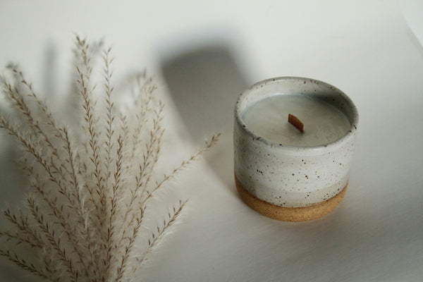 Ceramic candle with glazed exterior